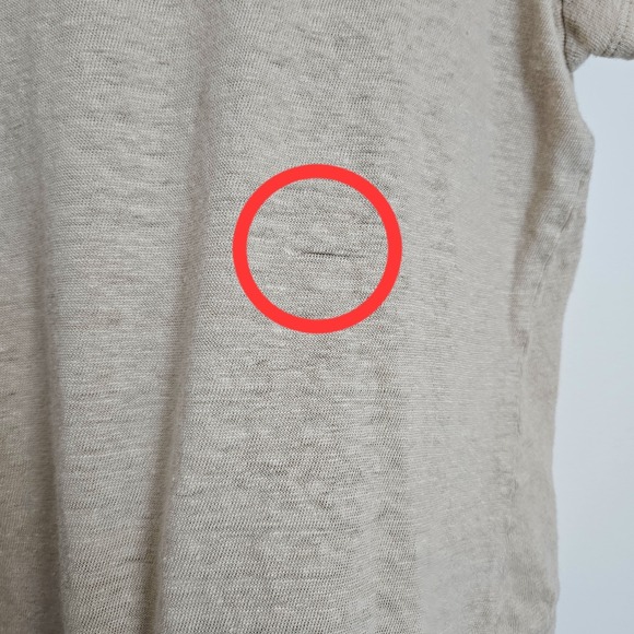 J Jill Love Linen Top Size L Round Neck Short Sleeve Slub Knit Beige Tan - Picture 4 of 10